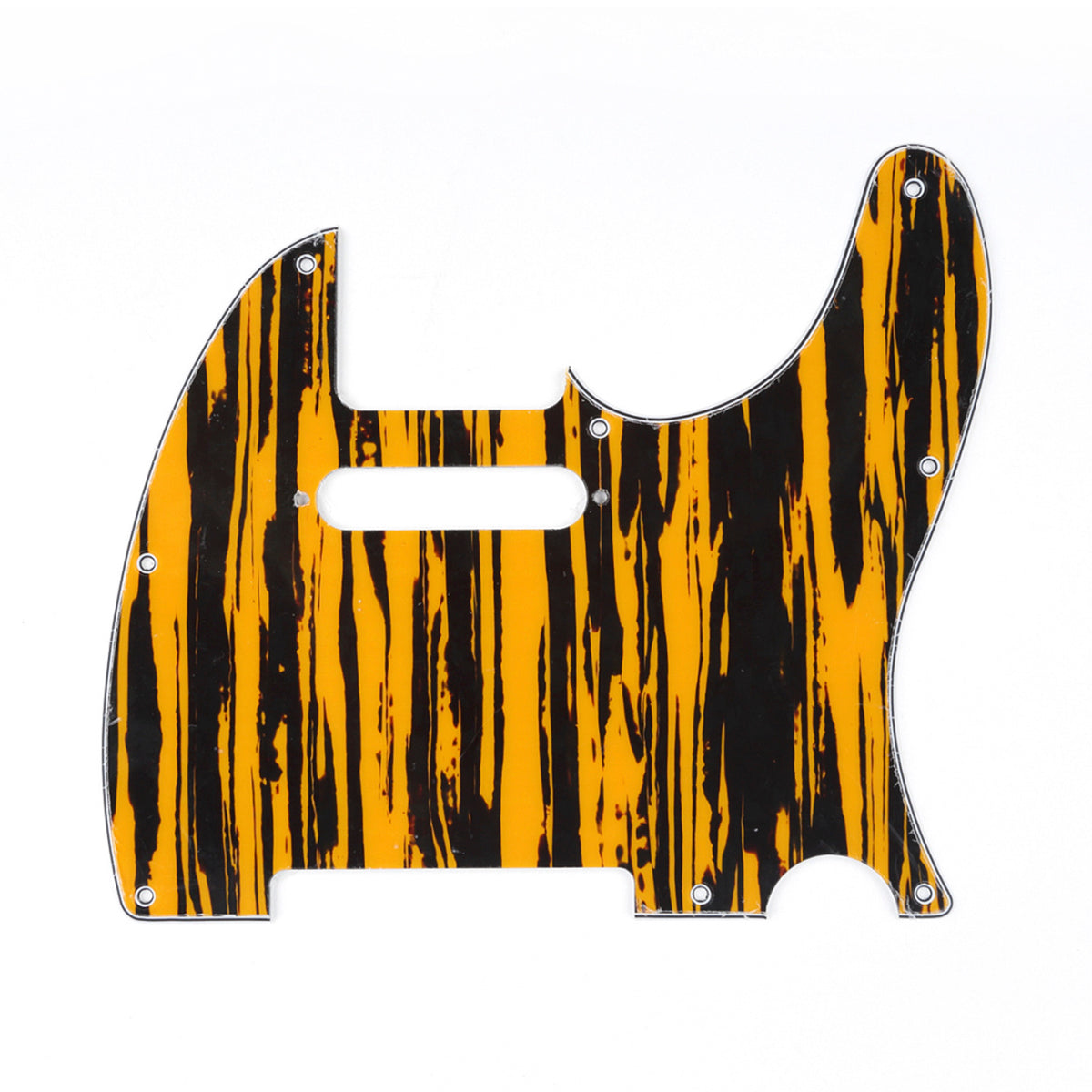 Musiclily 8 Hole Tele Guitar Pickguard for USA/Mexican Made Fender Standard Telecaster Modern Style, 4Ply Yellow Black