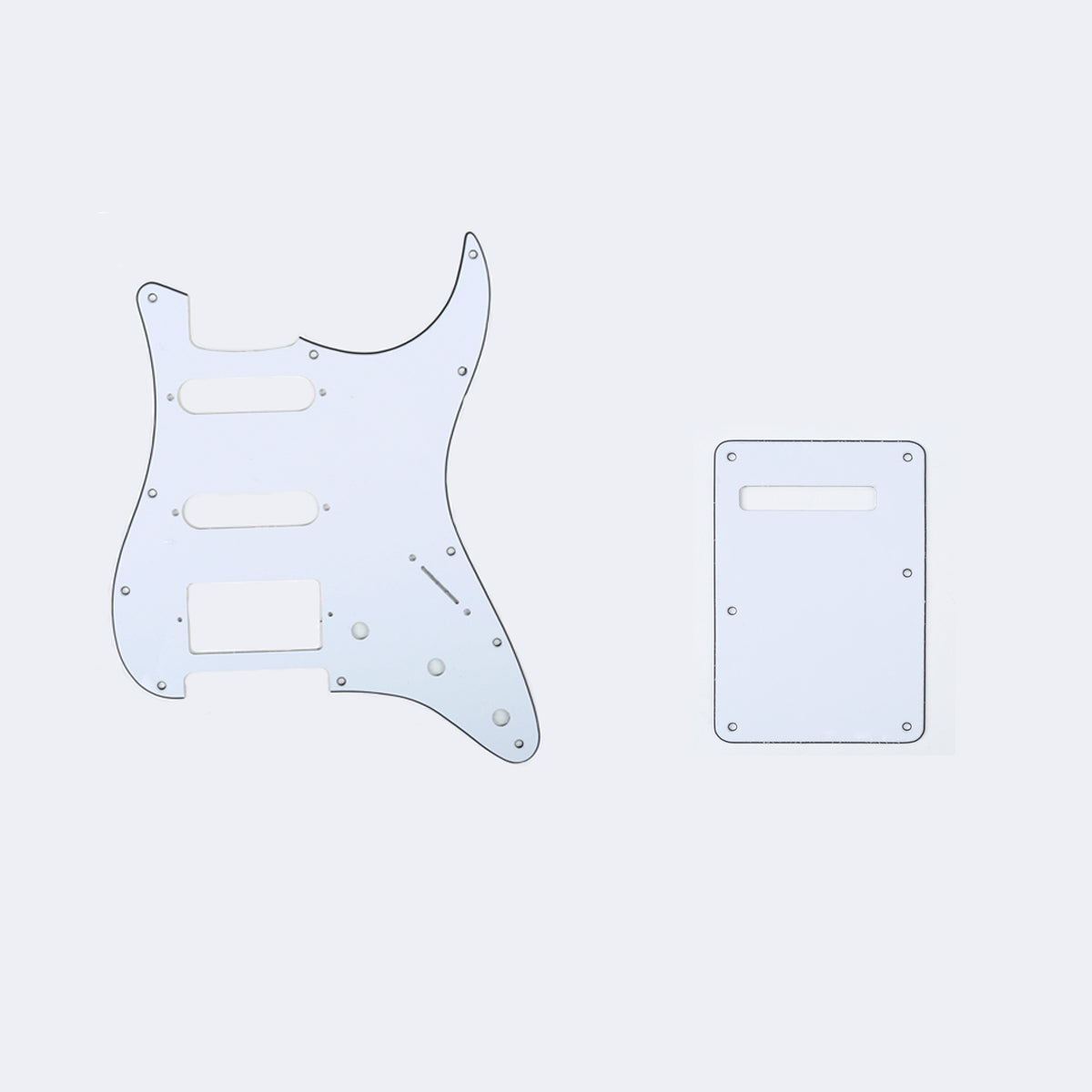 Musiclily SSH 11 Hole Strat Guitar Pickguard and BackPlate Set for Fender USA/Mexican Standard Stratocaster Modern Style, 3Ply White