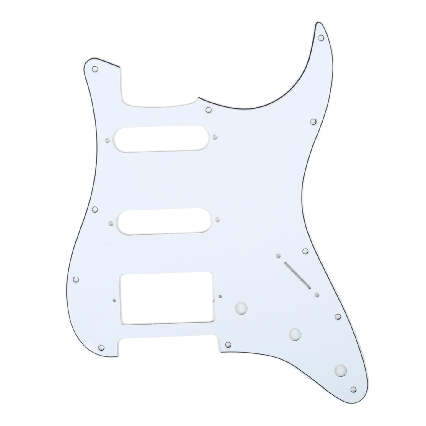 Musiclily HSS 11 Hole Guitar Strat Pickguard for Fender USA/Mexican Made Standard Stratocaster Modern Style,3Ply White