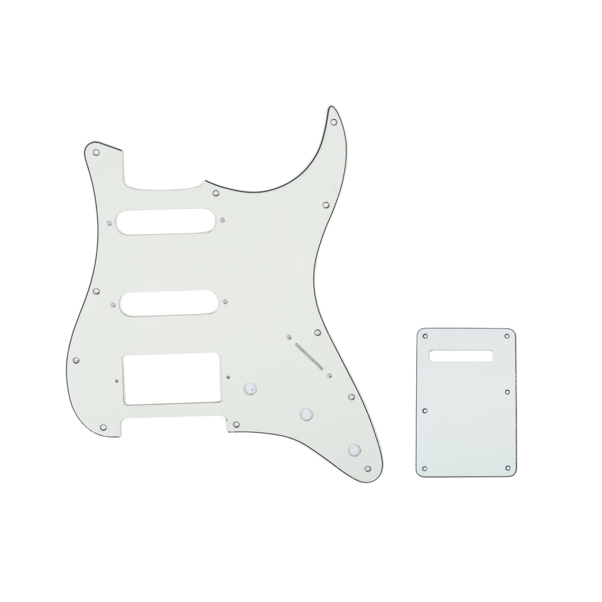 Musiclily SSH 11 Hole Strat Guitar Pickguard and BackPlate Set for Fender USA/Mexican Standard Stratocaster Modern Style, 3Ply Parchment