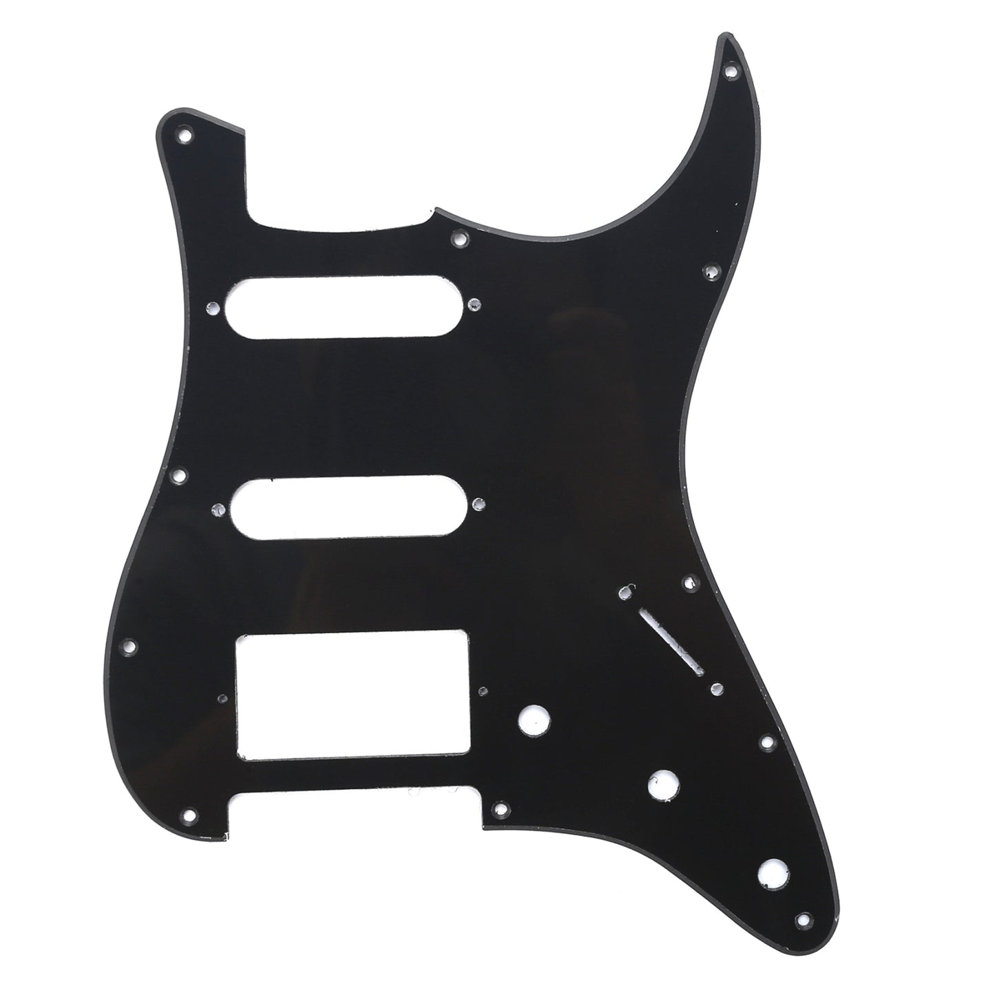 Musiclily HSS 11 Hole Guitar Strat Pickguard for Fender USA/Mexican Made Standard Stratocaster Modern Style,1Ply Black