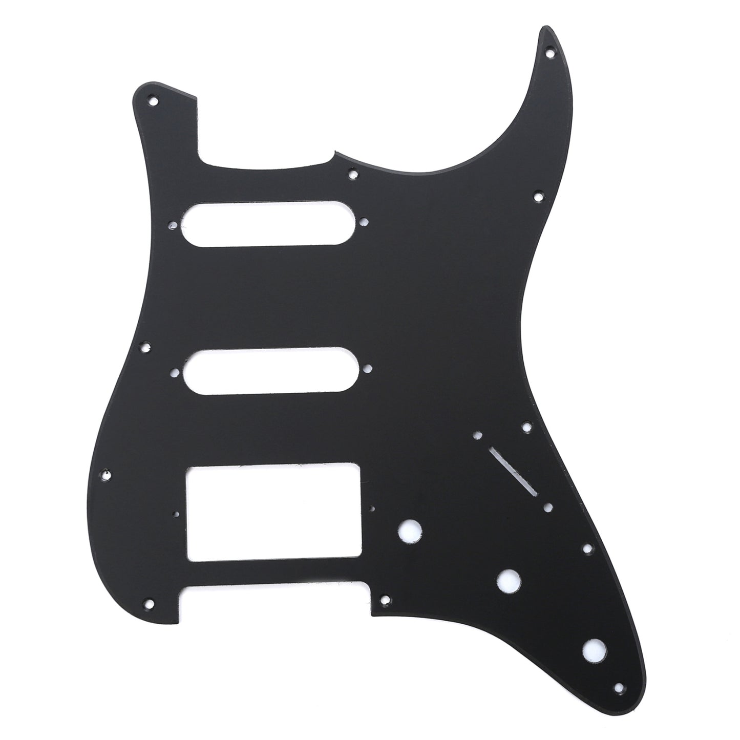 Musiclily HSS 11 Hole Guitar Strat Pickguard for Fender USA/Mexican Made Standard Stratocaster Modern Style,1Ply Matte Black