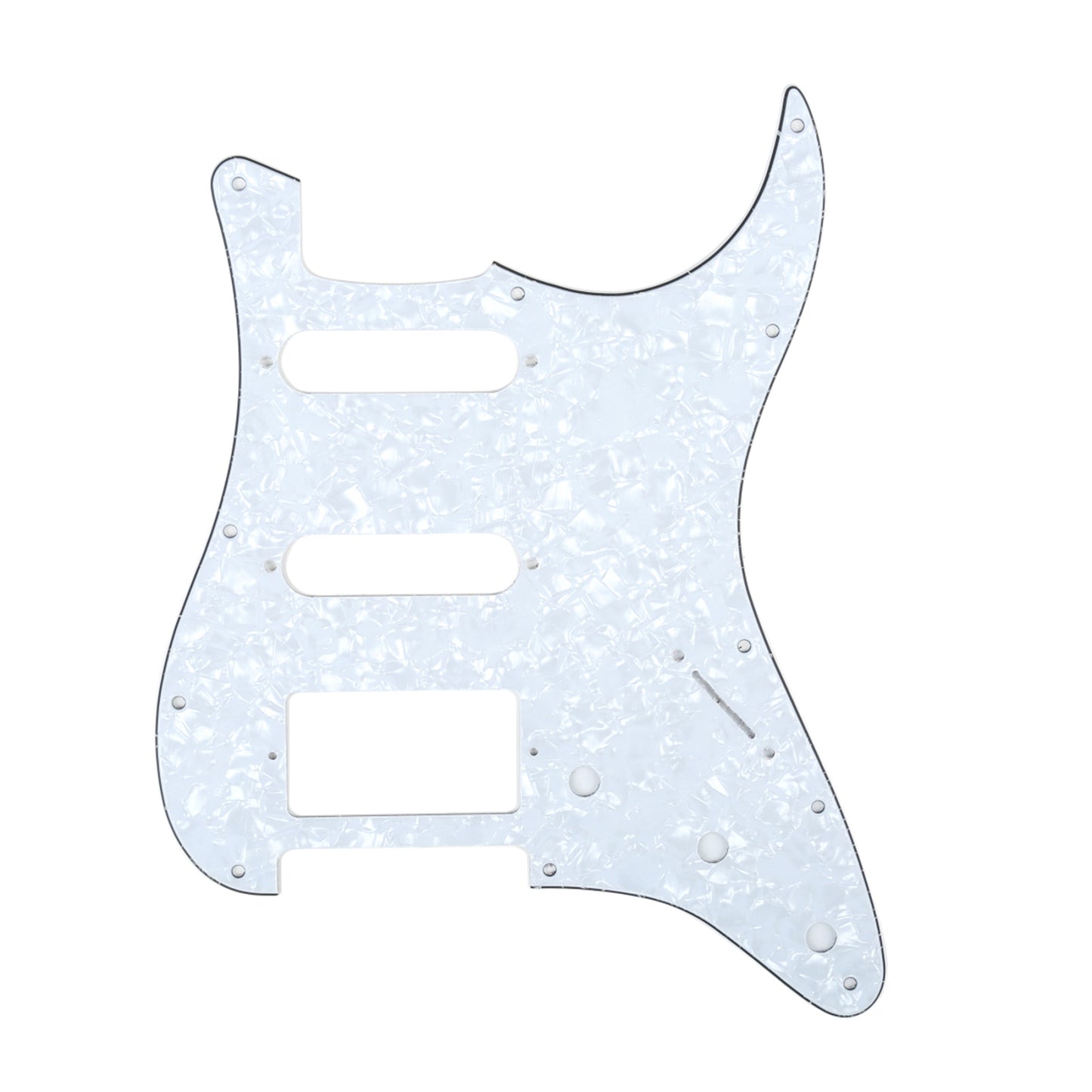 Musiclily HSS 11 Hole Guitar Strat Pickguard for Fender USA/Mexican Made Standard Stratocaster Modern Style,4Ply White Pearl