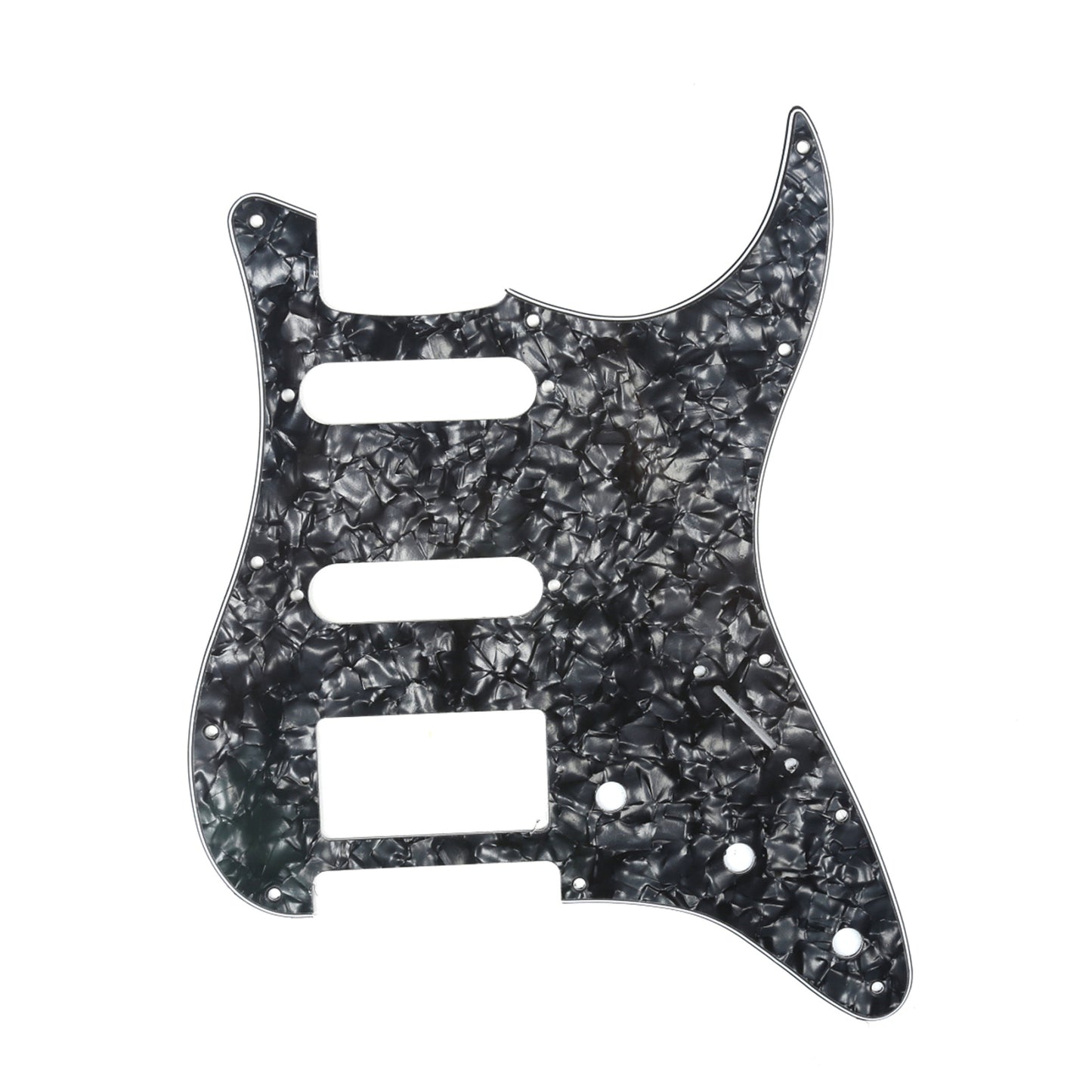 Musiclily HSS 11 Hole Guitar Strat Pickguard for Fender USA/Mexican Made Standard Stratocaster Modern Style,4Ply Black Pearl