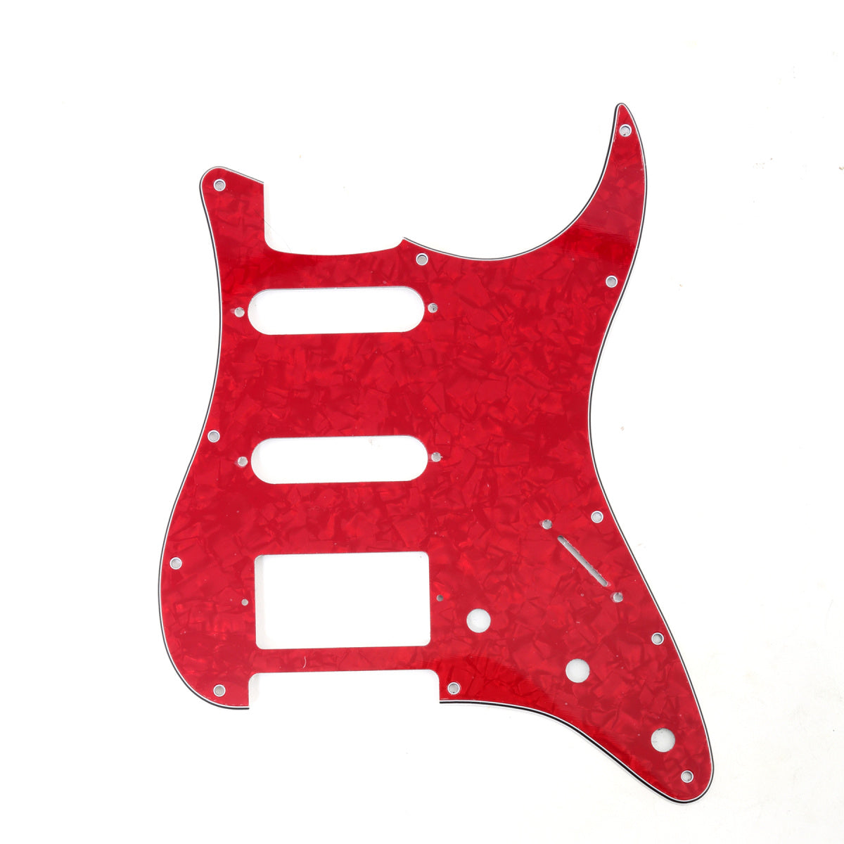 Musiclily HSS 11 Hole Guitar Strat Pickguard for Fender USA/Mexican Made Standard Stratocaster Modern Style,  4Ply Red Pearl