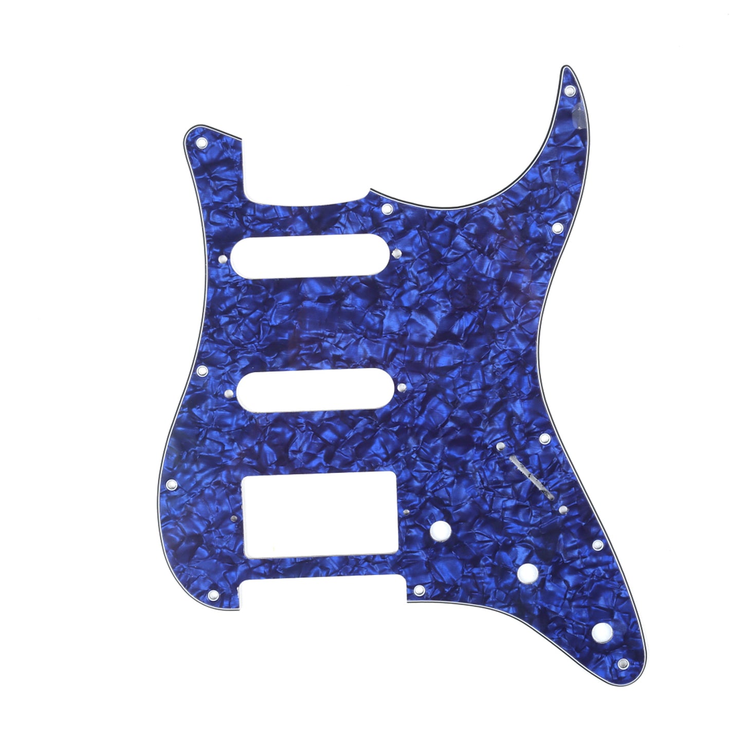 Musiclily HSS 11 Hole Guitar Strat Pickguard for Fender USA/Mexican Made Standard Stratocaster Modern Style, 4Ply Blue Pearl
