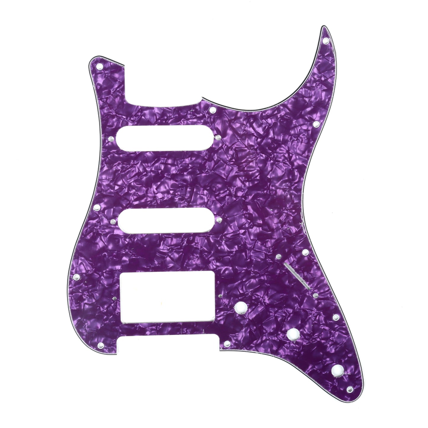 Musiclily HSS 11 Hole Guitar Strat Pickguard for Fender USA/Mexican Made Standard Stratocaster Modern Style, 4Ply Purple Pearl