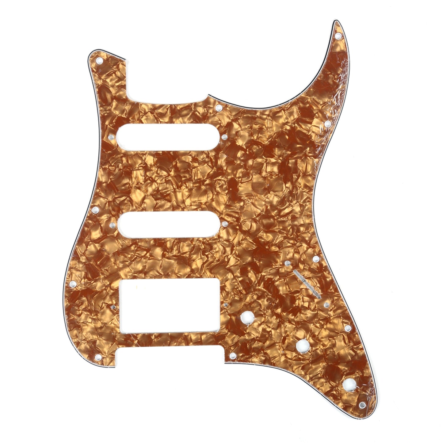Musiclily HSS 11 Hole Guitar Strat Pickguard for Fender USA/Mexican Made Standard Stratocaster Modern Style, 4Ply Bronze Pearl