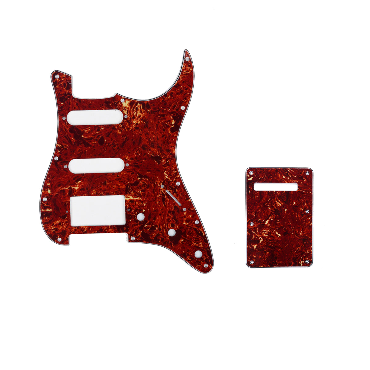 Musiclily SSH 11 Hole Strat Guitar Pickguard and BackPlate Set for Fender USA/Mexican Standard Stratocaster Modern Style, 4Ply Vintage Shell