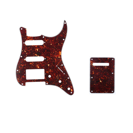 Musiclily SSH 11 Hole Strat Guitar Pickguard and BackPlate Set for Fender USA/Mexican Standard Stratocaster Modern Style, 4Ply Tortoise Shell