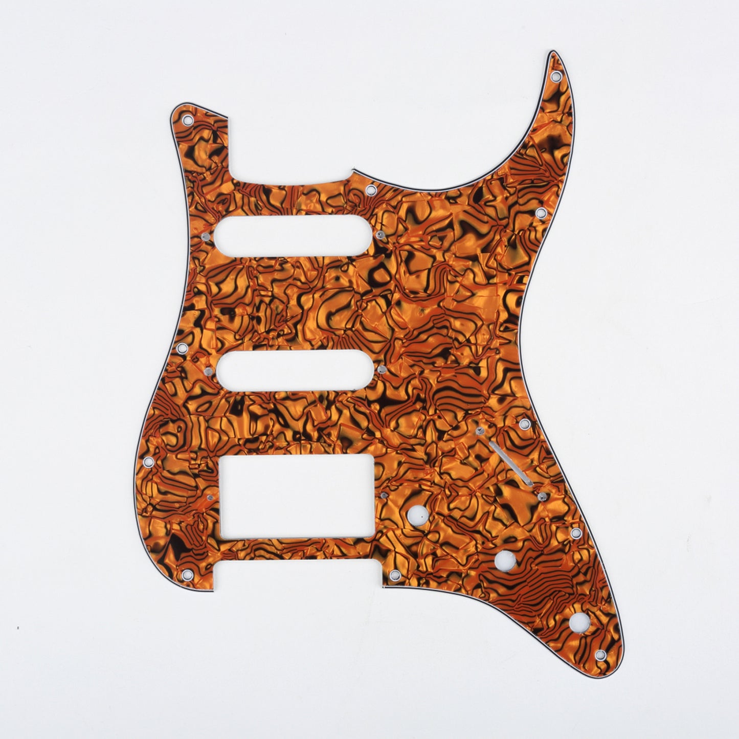 Musiclily HSS 11 Hole Guitar Strat Pickguard for Fender USA/Mexican Made Standard Stratocaster Modern Style,  4Ply Tiger Spot Shell