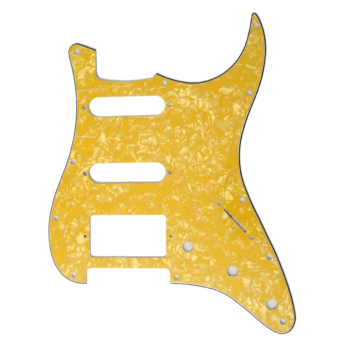 Musiclily HSS 11 Hole Guitar Strat Pickguard for Fender USA/Mexican Made Standard Stratocaster Modern Style,  4Ply Yellow Pearl