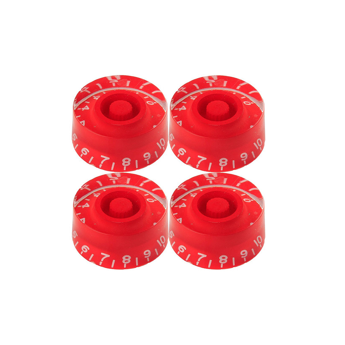 Musiclily Metric 6mm Plastic LP Style Guitar Speed Control Knobs ,Red with White Number( 4 Pieces)