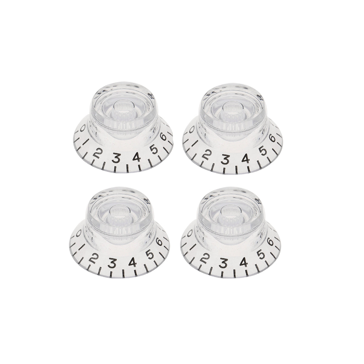 Musiclily Metric 6mm Top Hat LP Style Guitar Speed Control Knobs,Transparent with Black Number (4 Pieces)