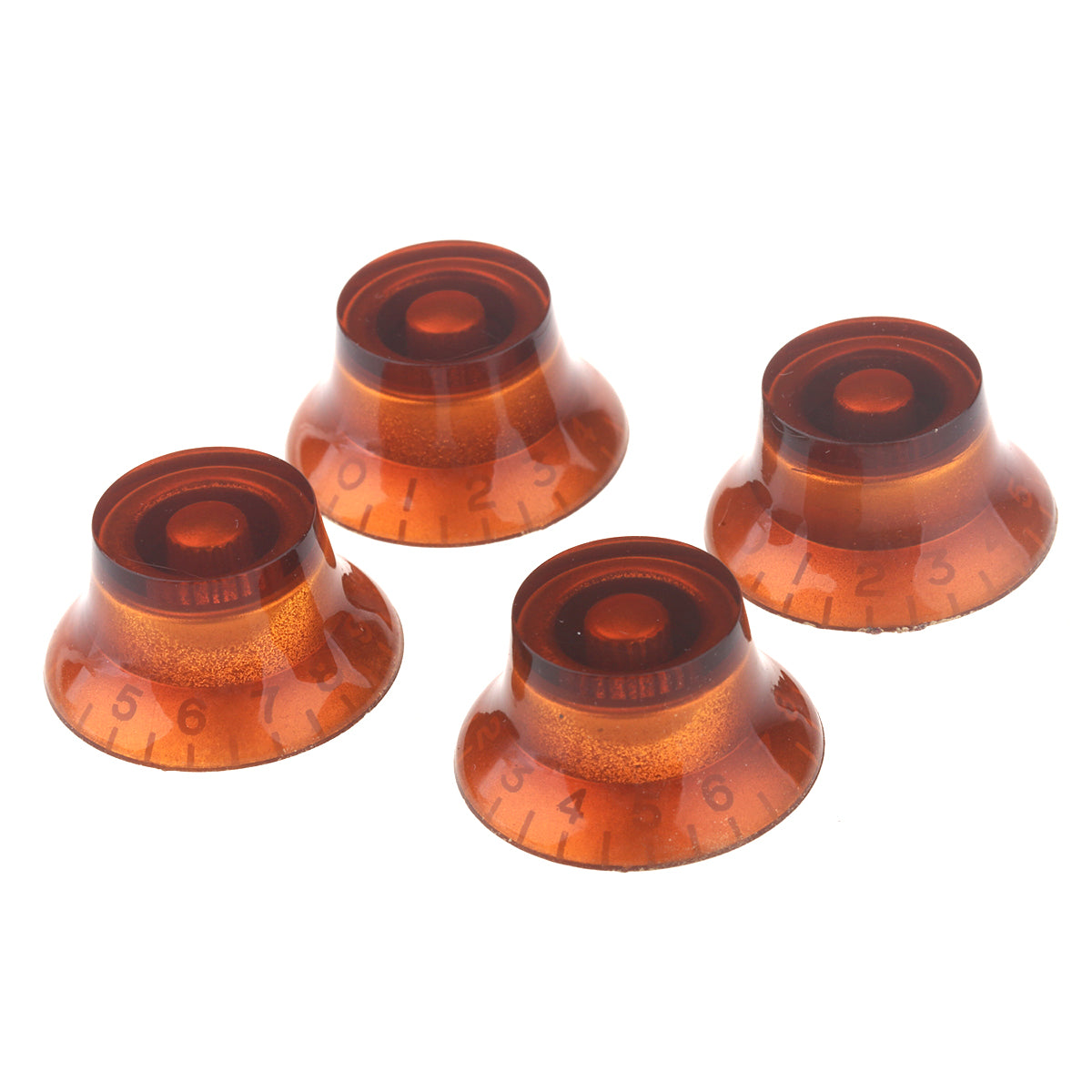 Musiclily Metric 6mm Top Hat LP Style Guitar Speed Control Knobs,Amber with White Number(4 Pieces)