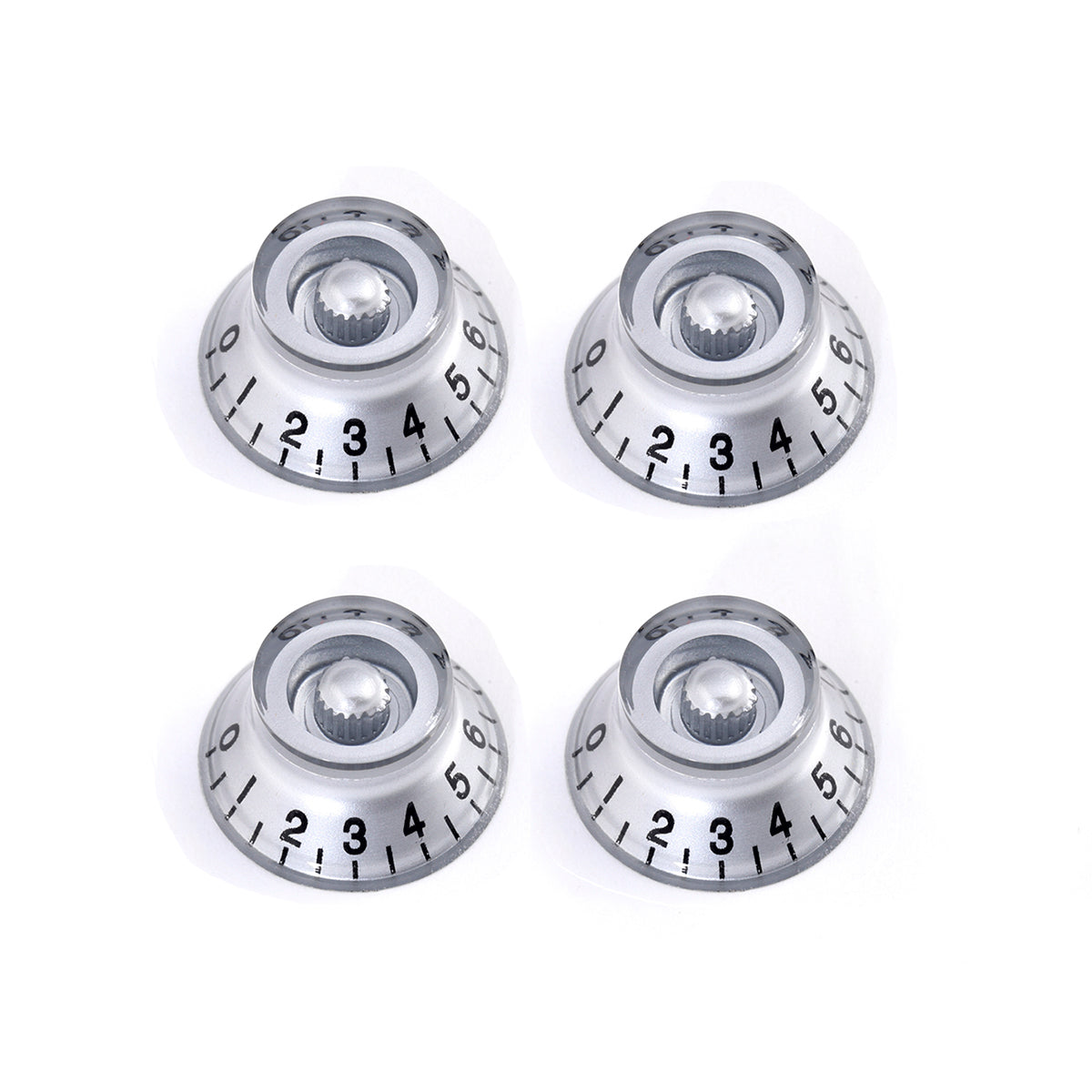 Musiclily Metric 6mm Top Hat LP Style Speed Control Knobs,Chrome with Black Number (4 Pieces)