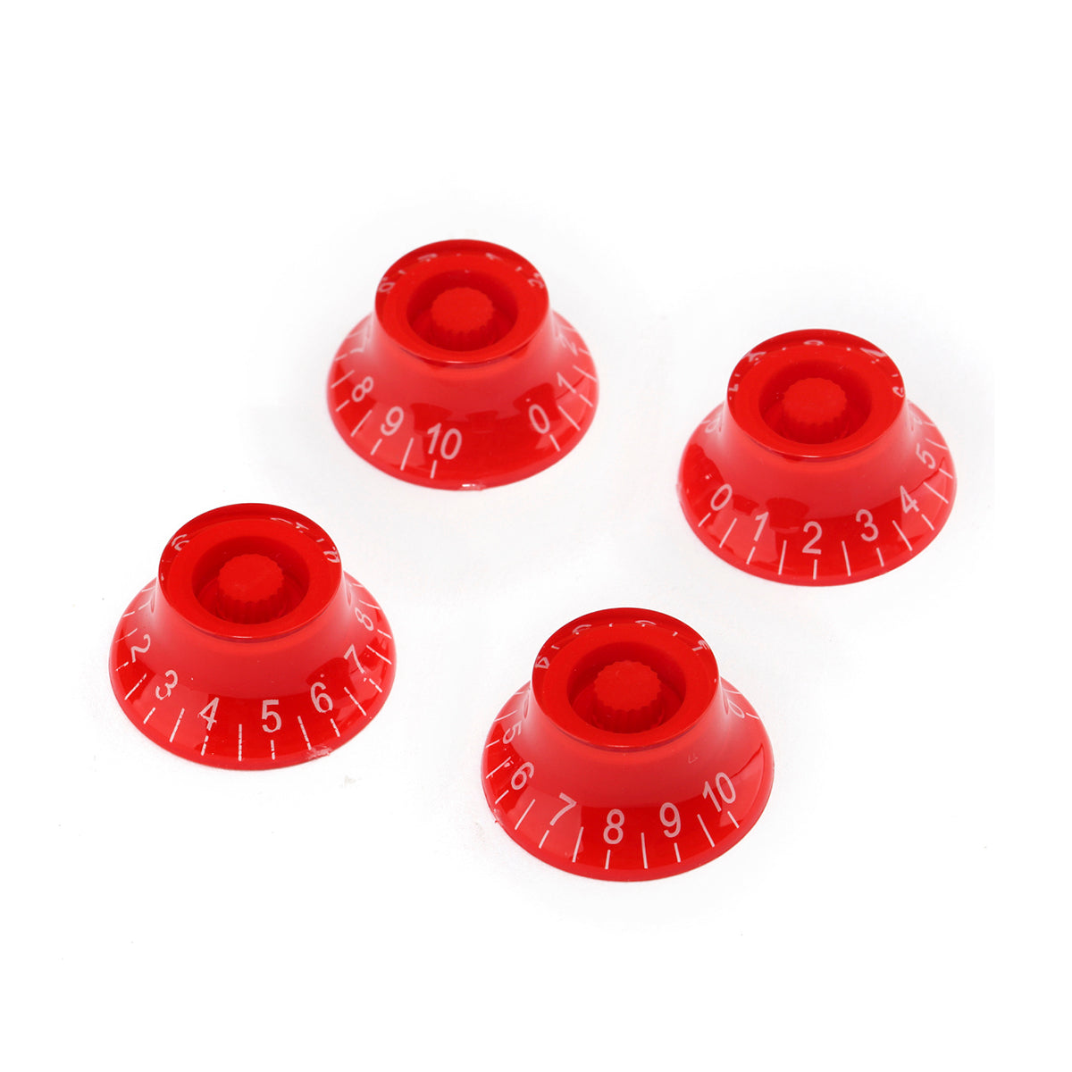 Musiclily Metric 6mm Top Hat LP Style Guitar Speed Control Knobs,Red with White Number(5 Pieces)