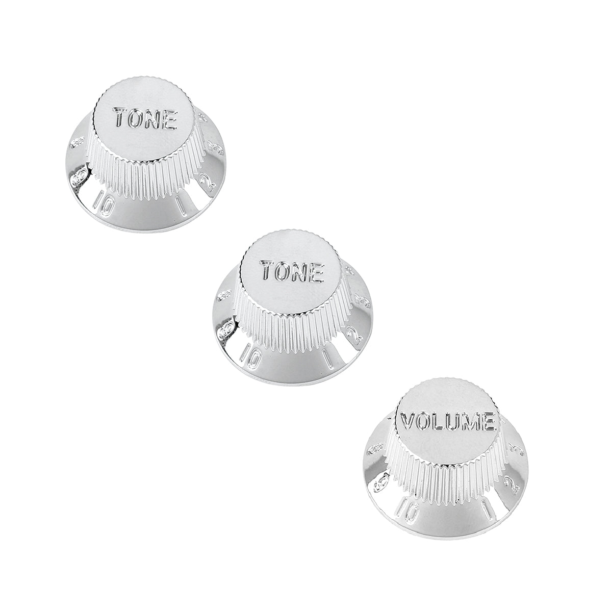 Musiclily Metric 1 Volume and 2 Tone Control Knobs Set for Strat Style Guitar, Chrome