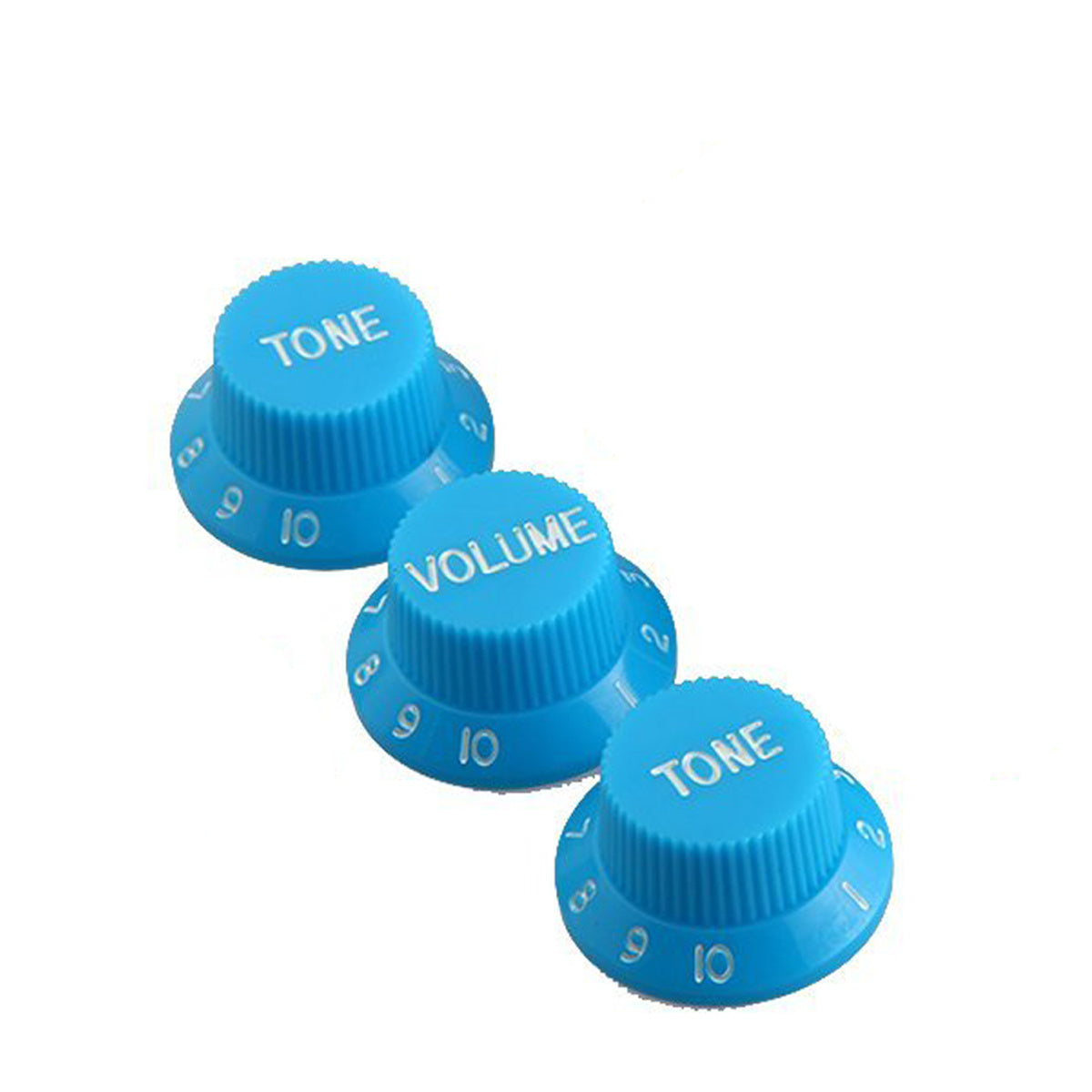 Musiclily Metric 1 Volume and 2 Tone Control Knobs Set for Strat Style Guitar, Blue