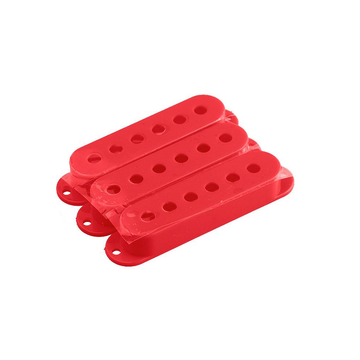 Musiclily 52mm Plastic Strat Style Guitar Single Coil Pickup Cover Set, Red( 3 Pieces)