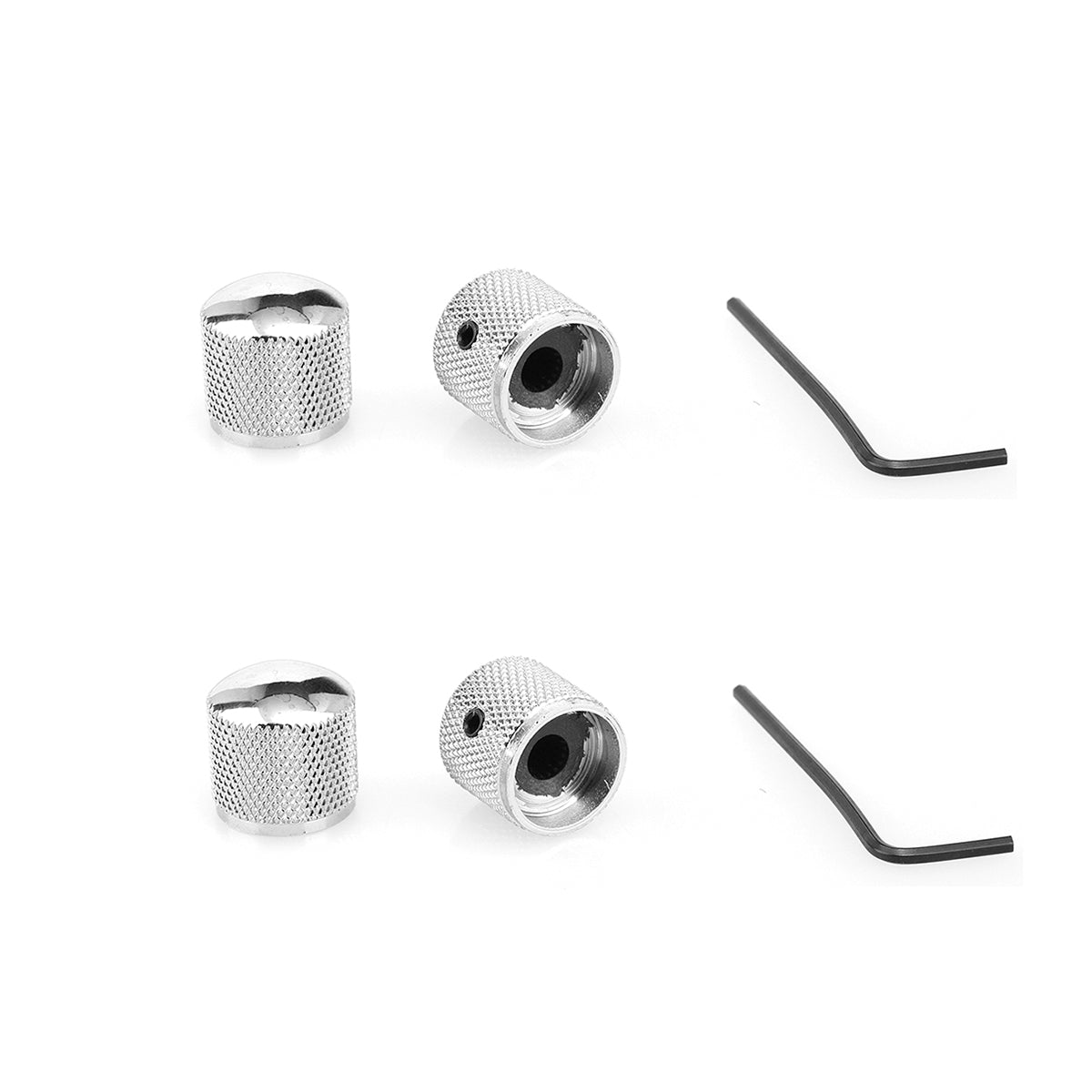 Musiclily Metric Heavy Metal Knurled Dome Control Knobs for Electric Guitar or Bass, Chrome(4 Pieces)