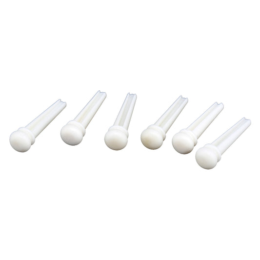 Musiclily Slotted Bone Acoustic Guitar Bridge Pins, White (6 Pieces)
