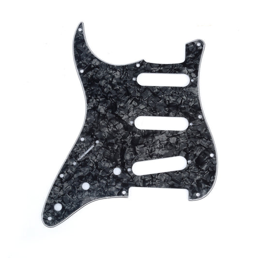 Musiclily SSS 11 Hole Left Handed Strat Guitar Pickguard for Fender USA/Mexican Made Standard Stratocaster Standard Modern Style, 4Ply Black Pearl