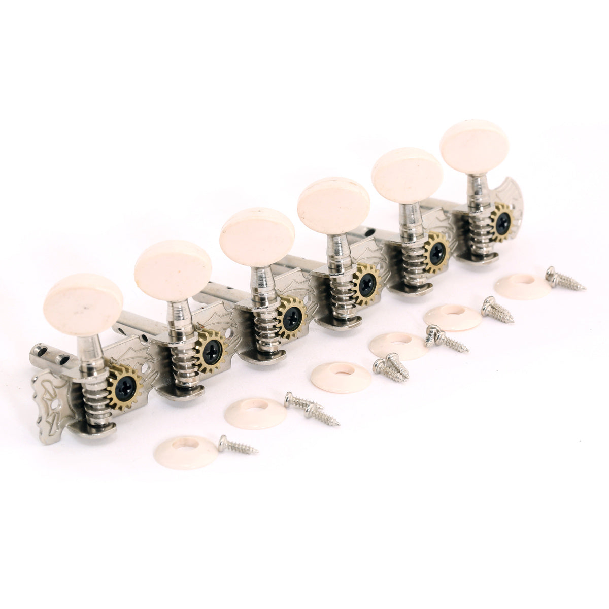 Musiclily 6 on a Plate Guitar Tuners Tuning Pegs Keys Machine Heads for Acoustic or Classical Guitar,Nickel