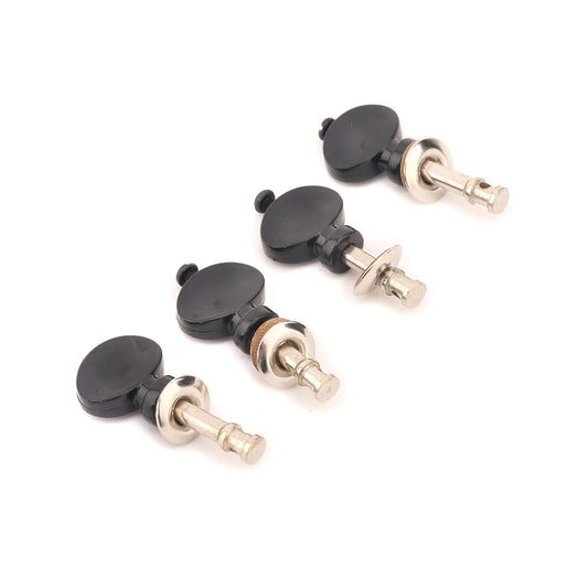 Musiclily Ukulele Tuning Pegs Keys Machine Heads Tuners, Chrome with Black Button(Set of 4)