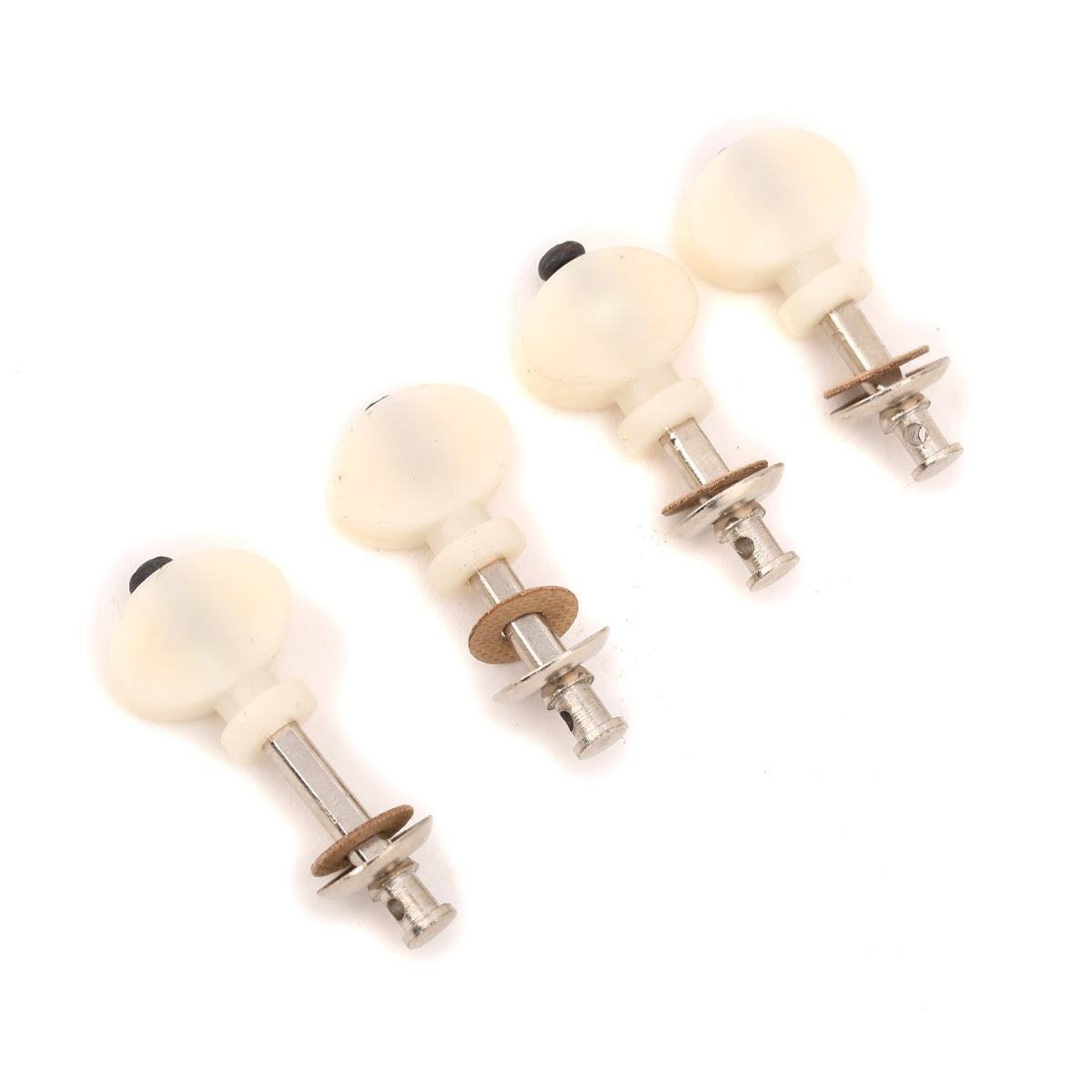 Musiclily Ukulele Tuning Pegs Keys Machine Heads Tuners, Chrome with White Button(Set of 4)