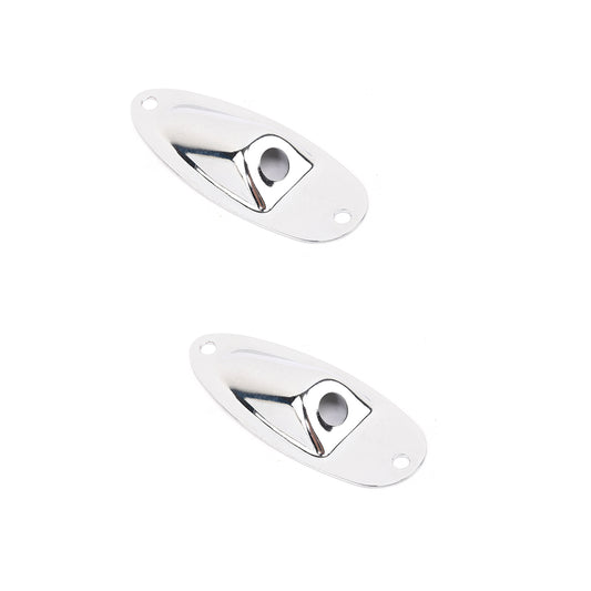 Musiclily Boat Style Electric Guitar Output Jack Plate, Chrome (2 Pieces)