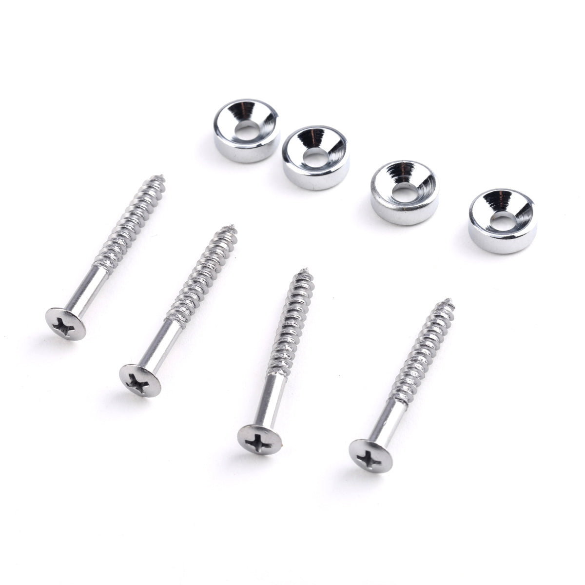 Musiclily Electric Guitar Bass Neck Joint Bushings & Bolts,Chrome (4 Pieces)