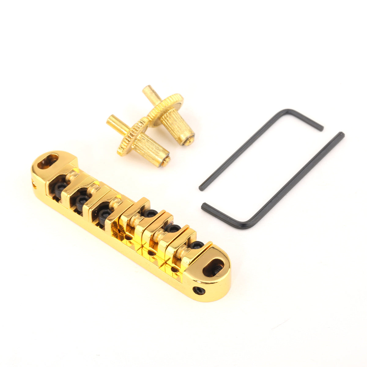 Musiclily Roller Locking Tune-o-matic Guitar Bridge Tunematic Saddle for Les Paul Style Electric Guitar,Gold