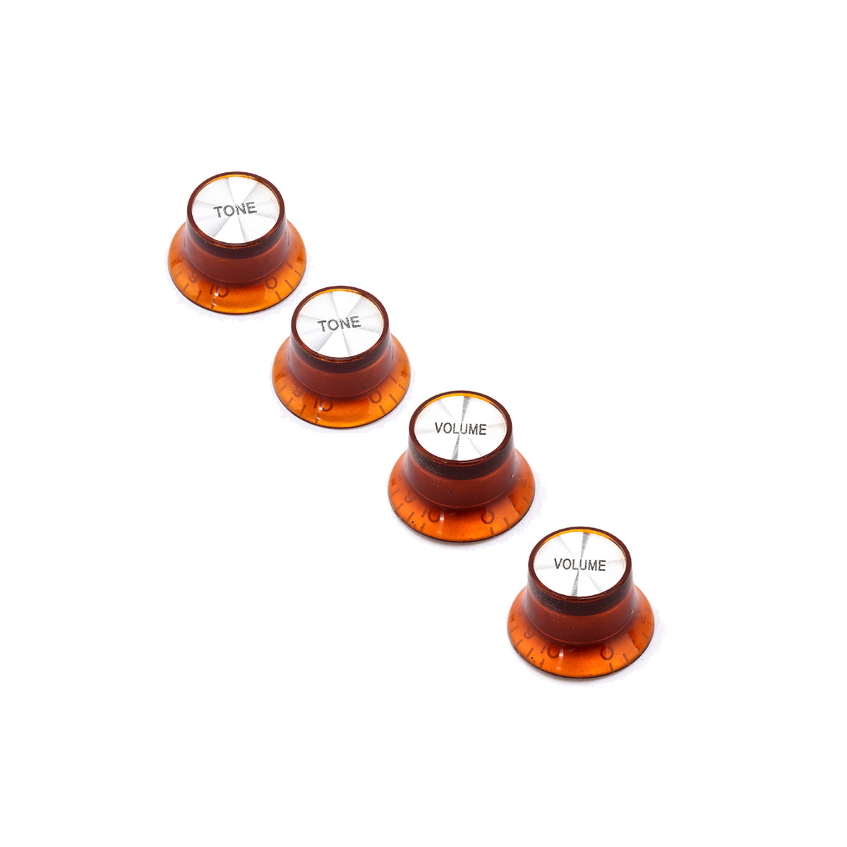 Musiclily Plastic Metric 2 Volume and 2 Tone Control Knobs for Les Paul Style Electric Guitar, Bright Amber