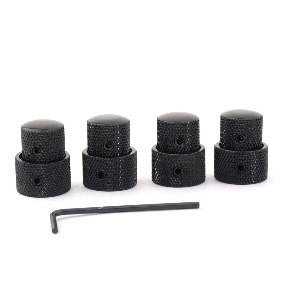 Musiclily Metal Electric Guitar Dual Concentric Stacked Knobs Set, Black (4 Pieces)