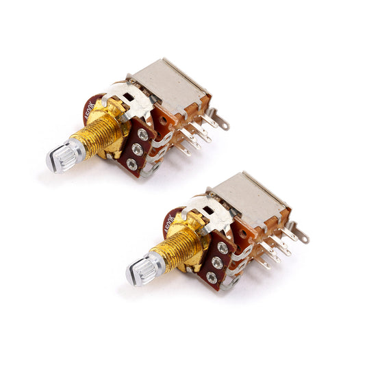 Musiclily Metric 18mm Split Shaft A500k Pots Push Pull Guitar Potentiometers, Gold (2 Pieces )
