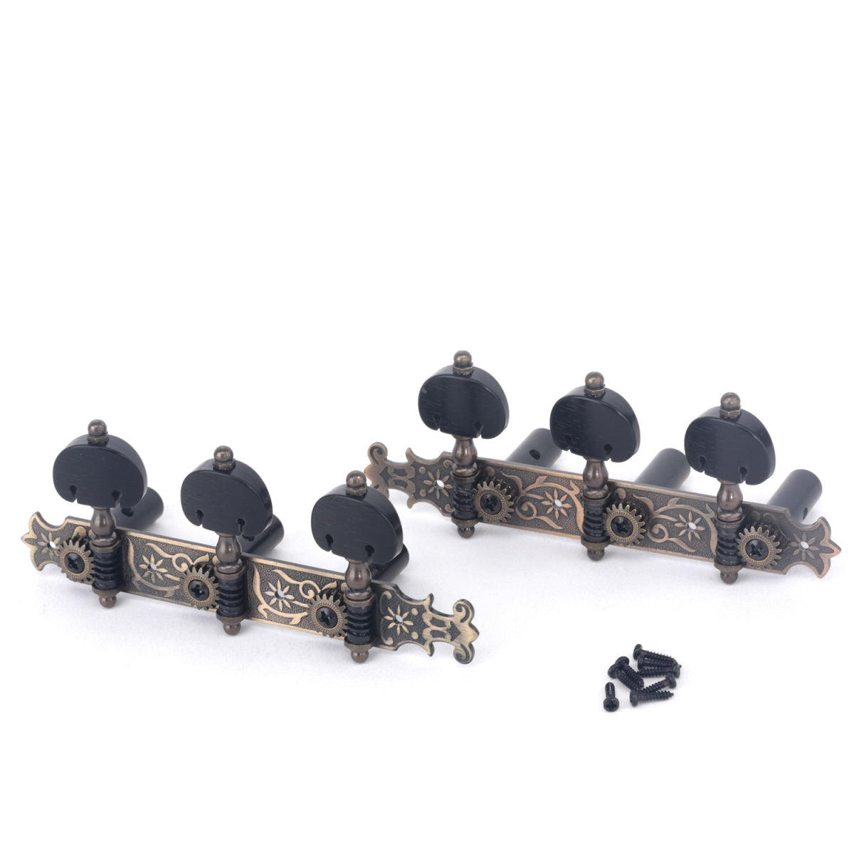 Musiclily Pro 3X3 Bouchet Style Classical Guitar Tuners Tuning Keys Machine Heads Set, Antique Brass