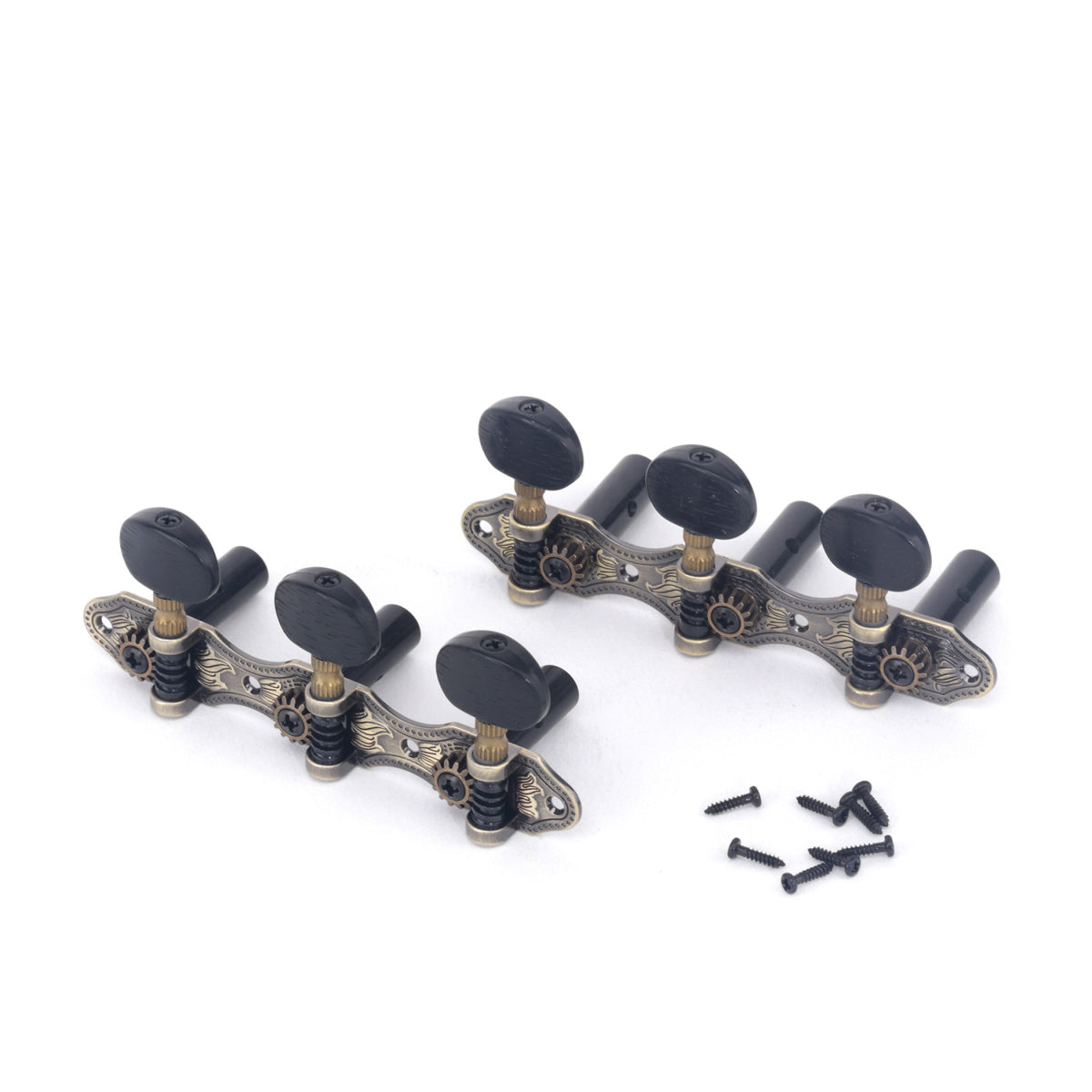 Musiclily Pro 3X3 Baker Style Classical Guitar Tuners Tuning Keys Machine Heads Set, Antique Brass