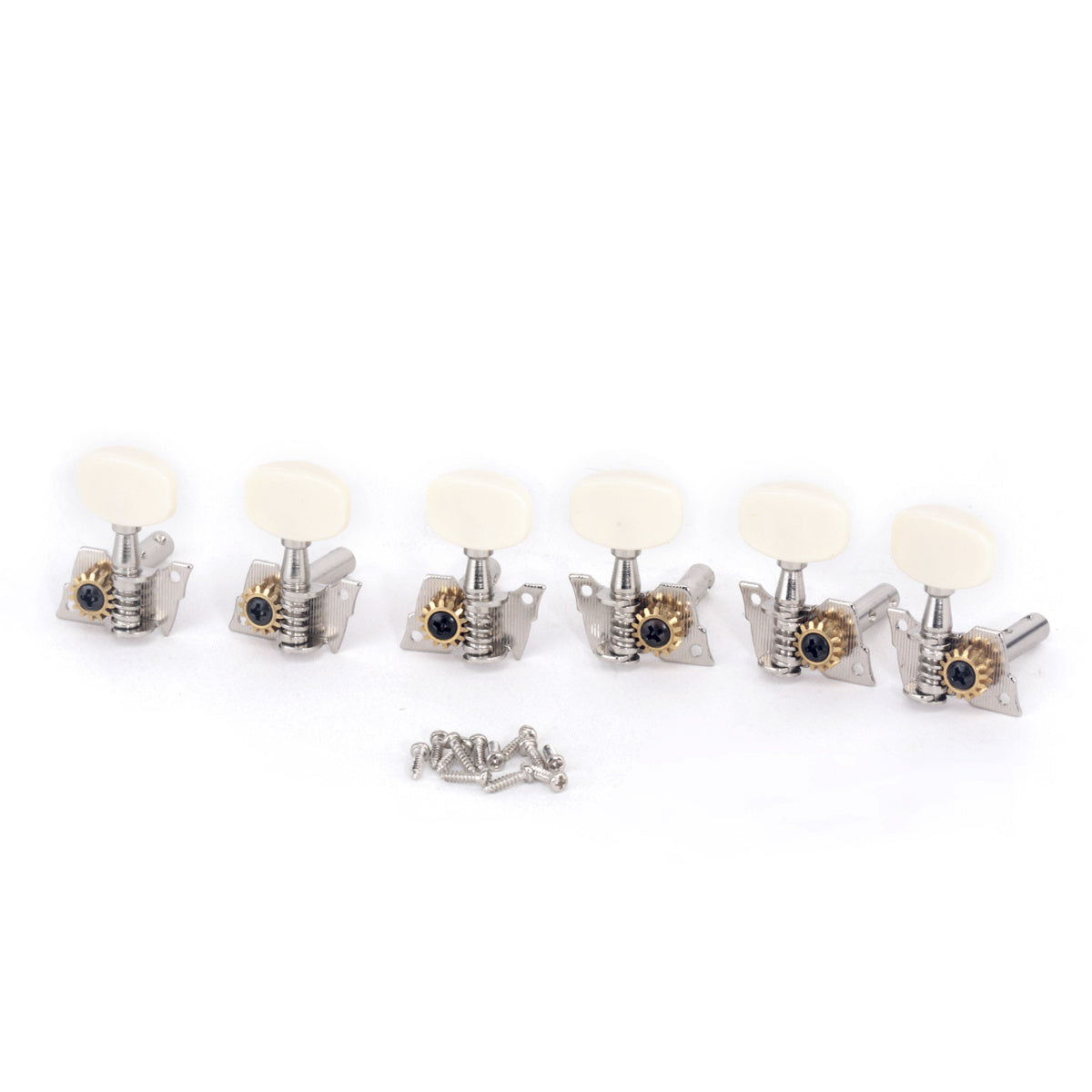Musiclily Pro 3+3 Acoustic Guitar Machine Heads Tuning Pegs Keys Tuners Set, Nickel with Oval Button