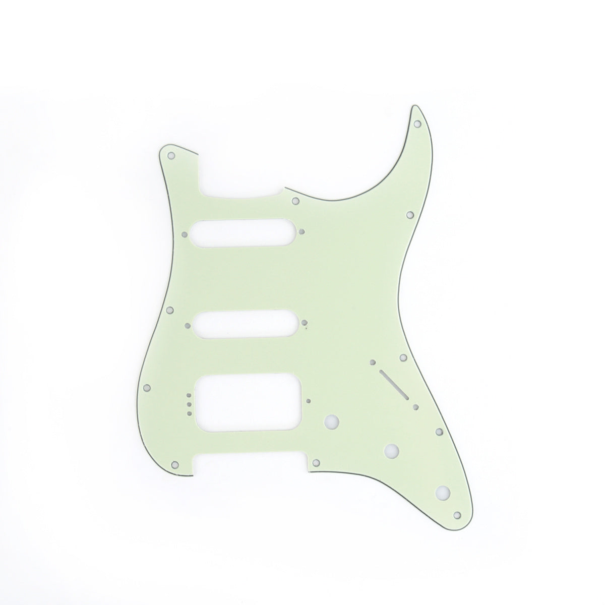 Musiclily Pro 11-Hole Round Corner HSS Guitar Strat Pickguard for USA/Mexican Stratocaster 4-screw Humbucking Mounting Open Pickup, 3Ply Aged Green