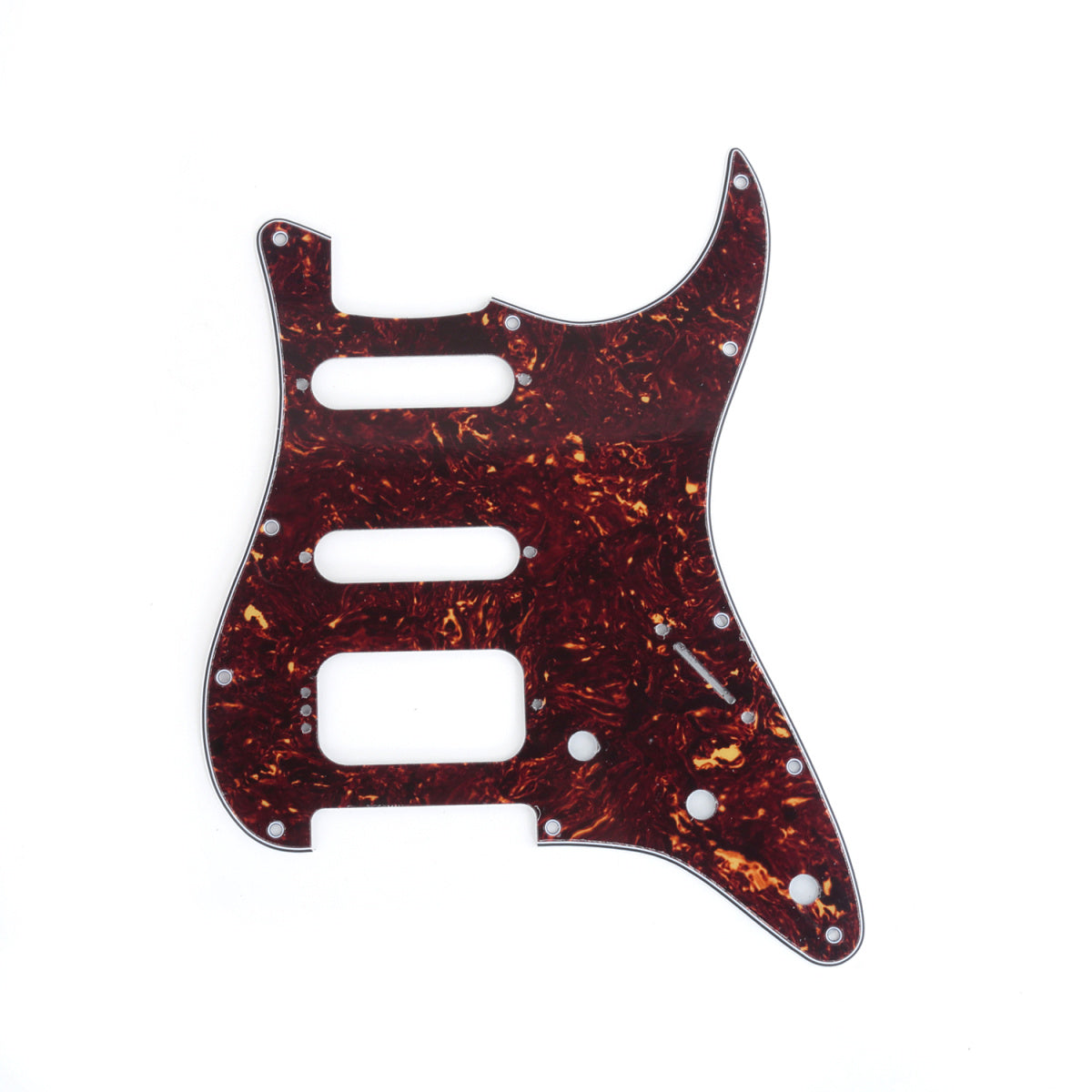 Musiclily Pro 11-Hole Round Corner HSS Guitar Strat Pickguard for USA/Mexican Stratocaster 4-screw Humbucking Mounting Open Pickup, 4Ply Tortoise Shell