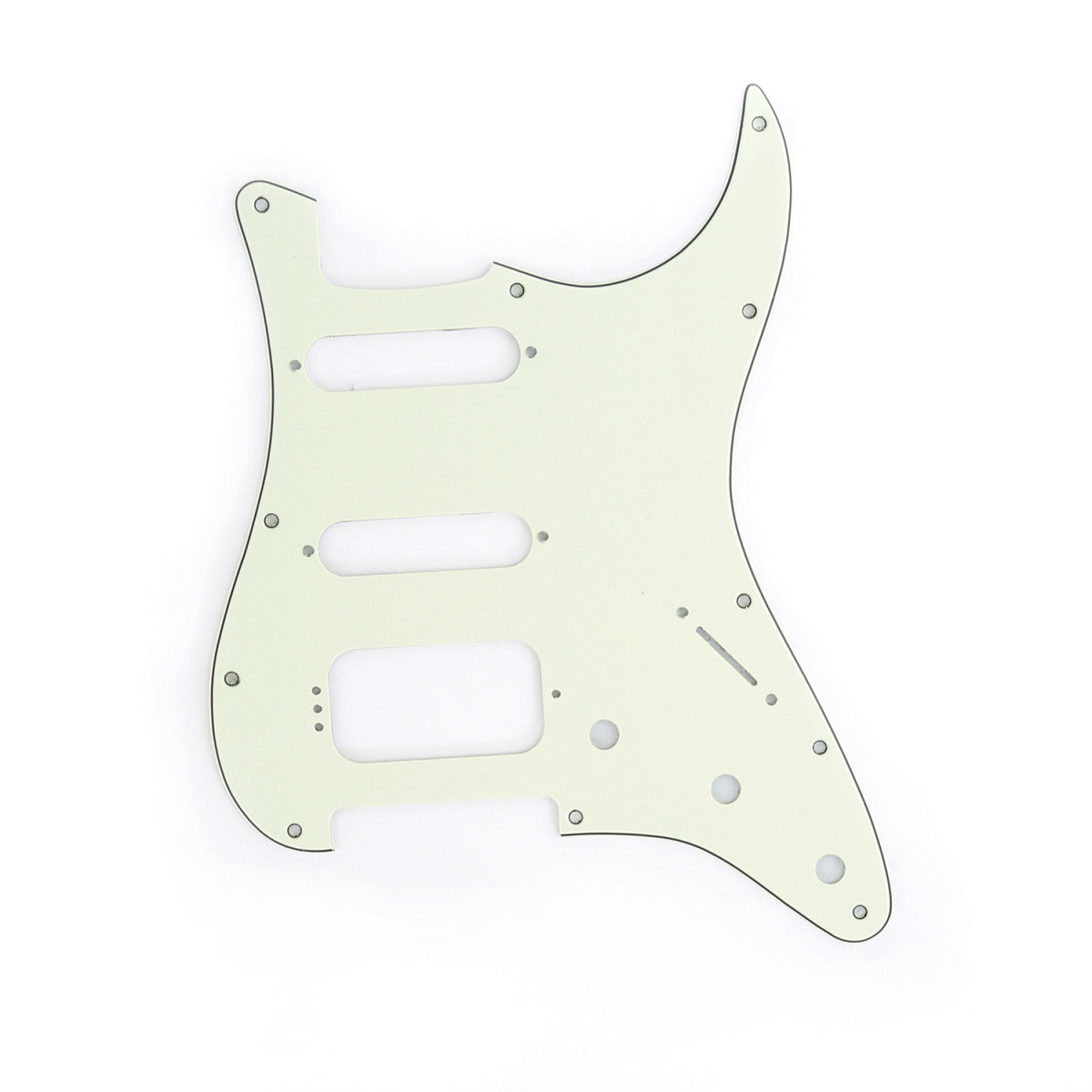Musiclily Pro 11-Hole Round Corner HSS Guitar Strat Pickguard for USA/Mexican Stratocaster 4-screw Humbucking Mounting Open Pickup, 3Ply Mint Green
