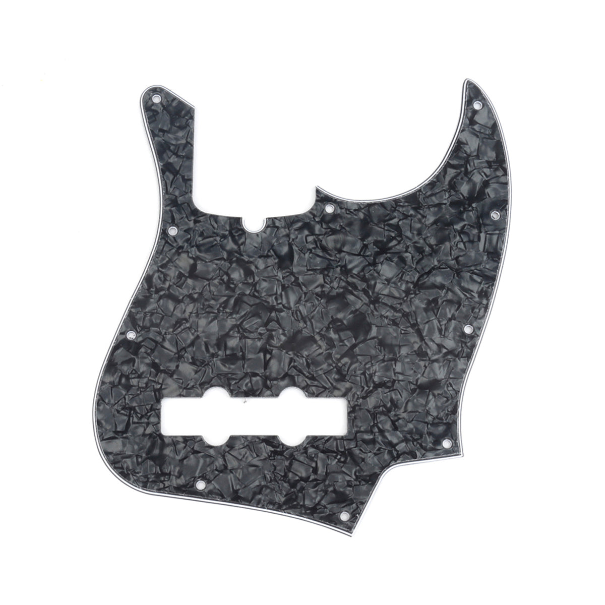 Musiclily Pro 10-Hole Modern Style J Bass Pickguard for 4 String American Jazz Bass, 4Ply Black Pearl