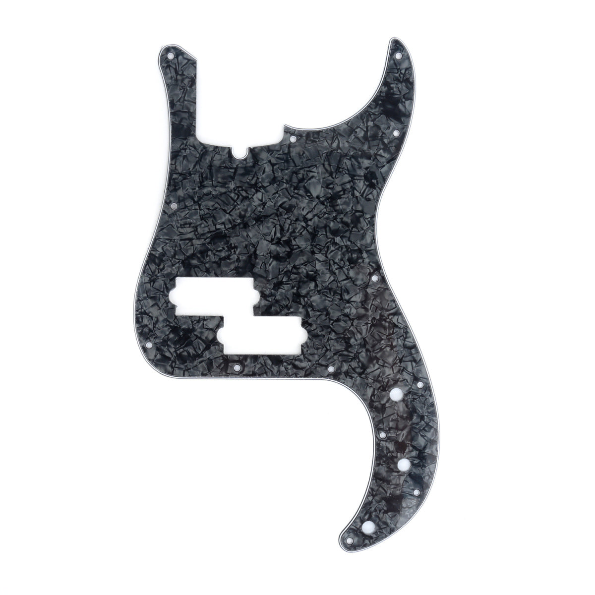 Musiclily Pro 13-Hole Modern Style P Bass Pickguard for 4 String American Precision Bass, 4Ply Black Pearl