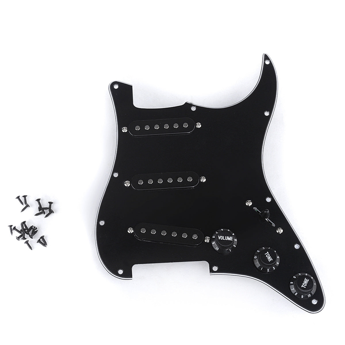 Musiclily Pro SSS 11 Hole  Loaded Prewired Guitar Stratocaster Pickguard with Single Coil Pickups Set for Strat Style , 3Ply Black