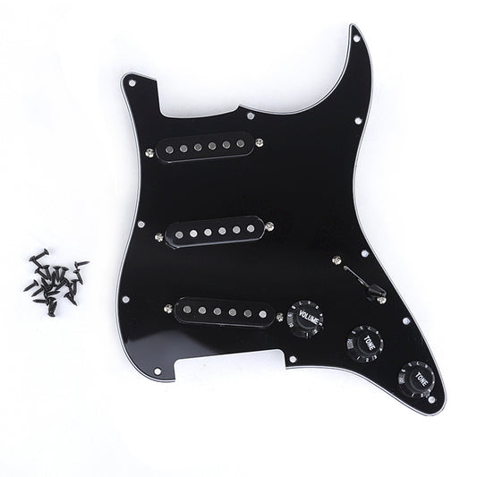 Musiclily Pro SSS 11 Hole Loaded Prewired Stratocaster Pickguard with Alnico 5 Pickups Set for Strat Style Guitar,3Ply Black
