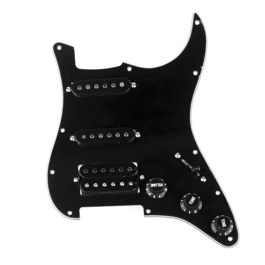 Musiclily Pro SSH 11 Hole Prewired Loaded  Humbuckers Stratocaster Pickguard with Noiseless Alnico 5 Pickups Set for Strat Style Guitar,3Ply Black