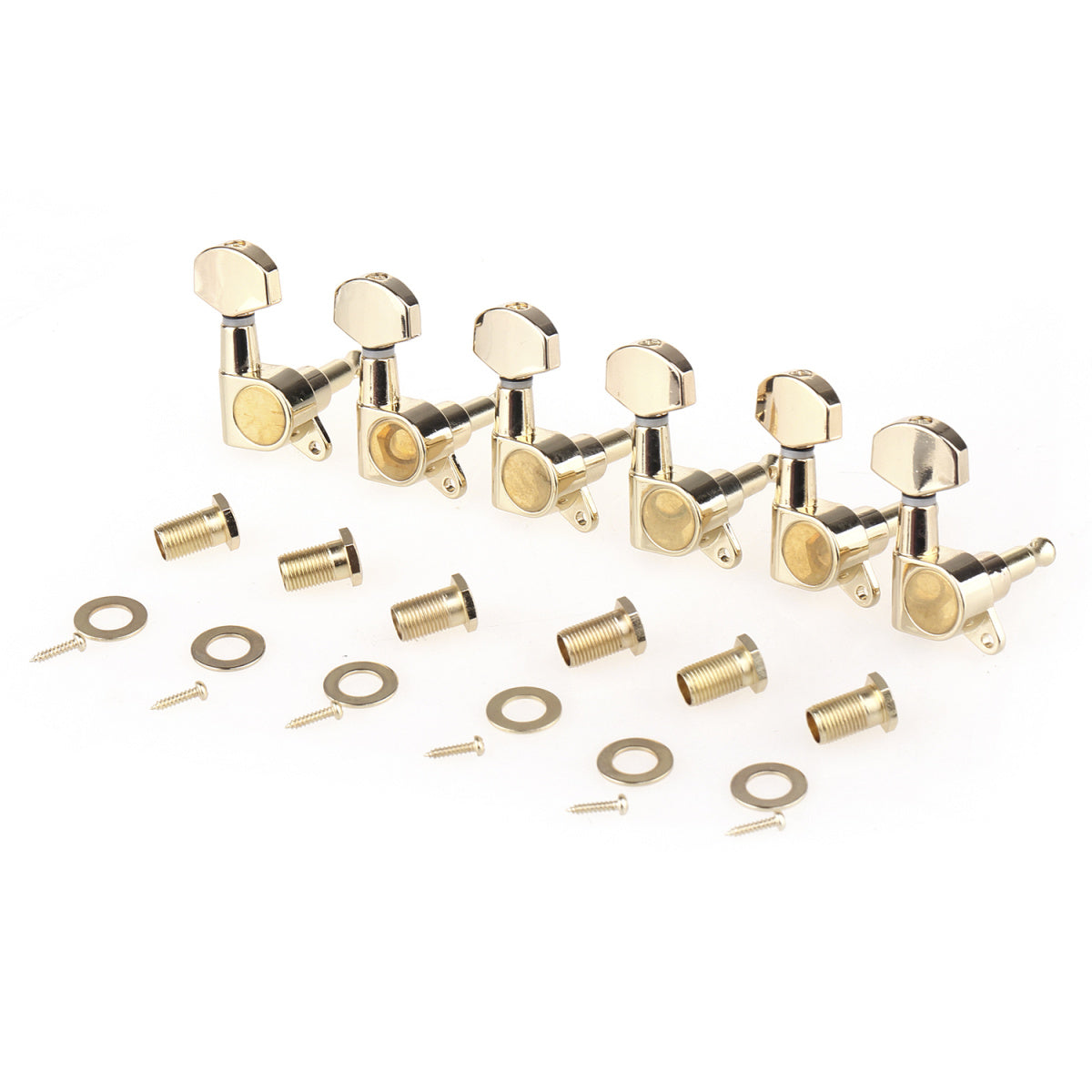 Musiclily Pro 6 in Line Guitar Sealed Tuners Tuning Keys Pegs Machine Heads Set for Fender Stratocaster Telecaster , Gold