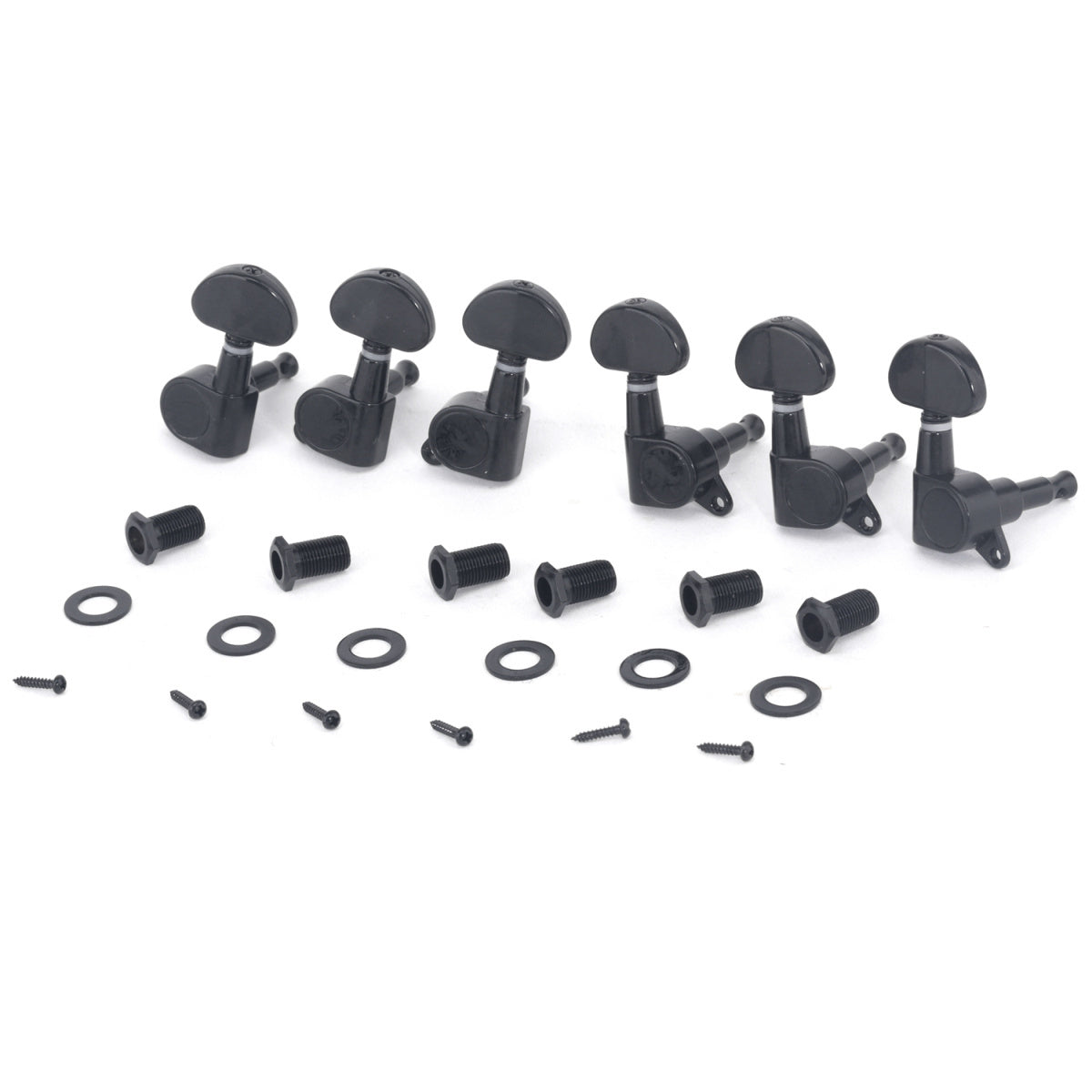 Musiclily Pro 3x3 Sealed Guitar Tuners Tuning Pegs Keys Machine Heads Set for Les Paul Style Guitar, Half Moon Button Black