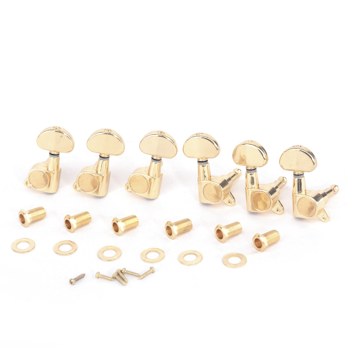 Musiclily Pro 3x3 Sealed Guitar Tuners Tuning Pegs Keys Machine Heads Set for Les Paul Style Guitar, Half Moon Button Gold